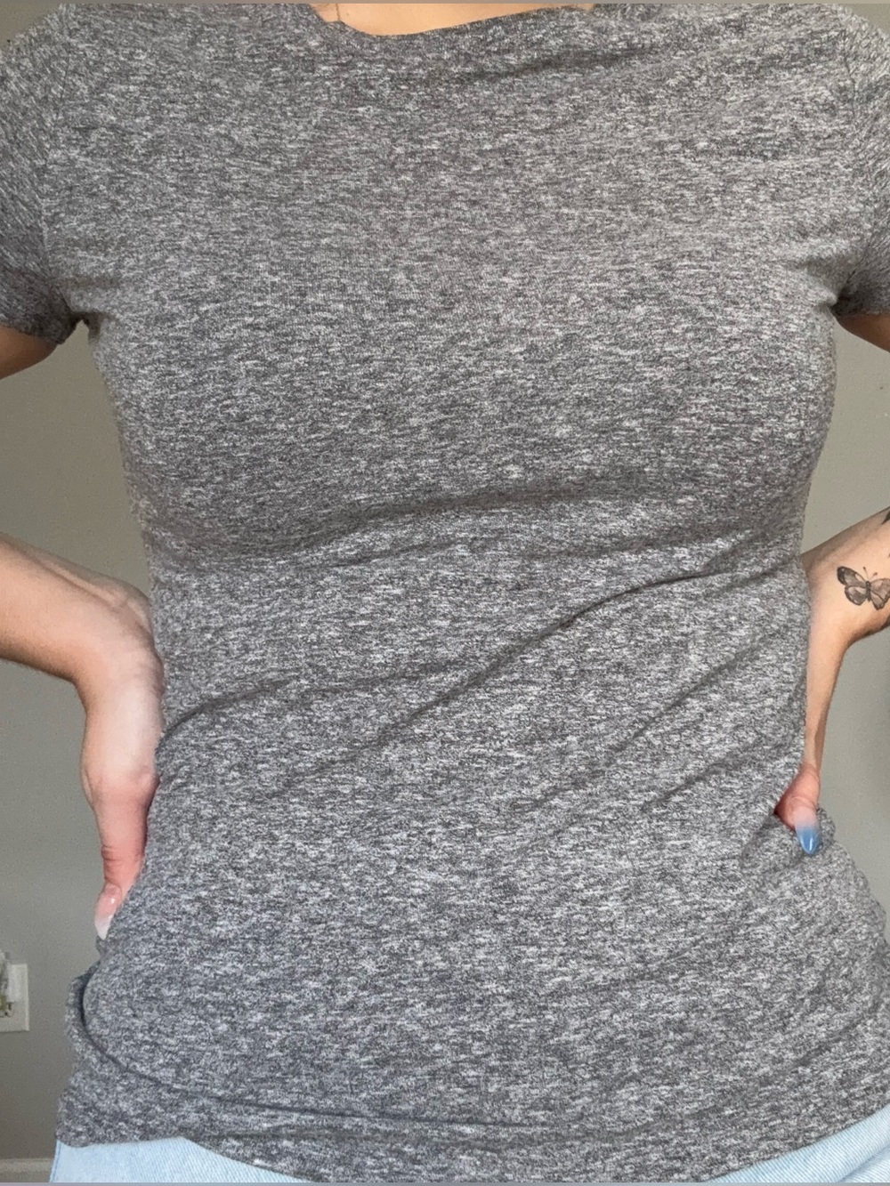 Mossimo Gray Fitted Baby Tee